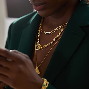 FRUMOS Elegant Layered Necklace in 18K Gold for Women