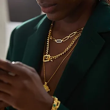 FRUMOS Elegant Layered Necklace in 18K Gold for Women