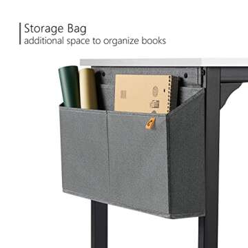 CubiCubi Computer Desk 40 Inch Study Writing Table for Home Office, Modern Simple Style PC Table with Storage Bag, White