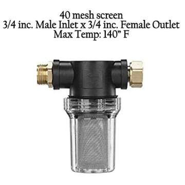 Remes Filter Attachment Garden Hose Pressure Washer Pump Inlet Water Metal Outdoor Gardening, Sediment Filter 3/4 40 mesh