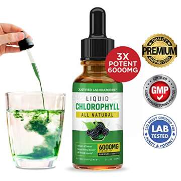 Justified Laboratories (3 Pack) Liquid Chlorophyll Drops Maximum Strength 6000MG Fast Absorbing Green Concentrate Supplement Loaded with Antioxidants Minerals Multivitamins 2 FL Oz