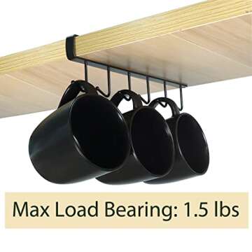 Art Secret 6-Hook Under Cabinet Mug Hanger (c- 2pcs White)