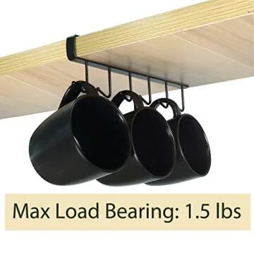 Art Secret 6-Hook Under Cabinet Mug Hanger (c- 2pcs White)