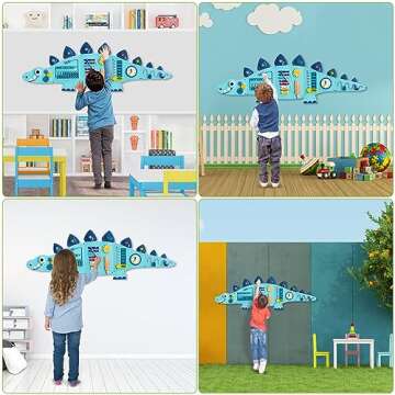 Beright Dinosaur Activity Wall Busy Board Panels, Montessori Sensory Toys, Toddler Learning Activity Center, Perfect for Toddler Playroom & Children's Daycare, Blue