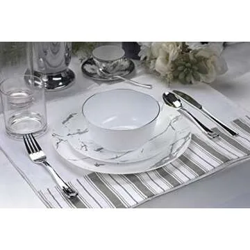 Trendables 60 Pack Disposable Dinnerware Combo - Marble Design Plastic Plates Set Includes: 30 10.25 in. Large Dinner Plates & 30 8" Salad/Dessert Plates - Premium Marble Like For Parties Weddings