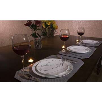 Trendables 60 Pack Disposable Dinnerware Combo - Marble Design Plastic Plates Set Includes: 30 10.25 in. Large Dinner Plates & 30 8" Salad/Dessert Plates - Premium Marble Like For Parties Weddings