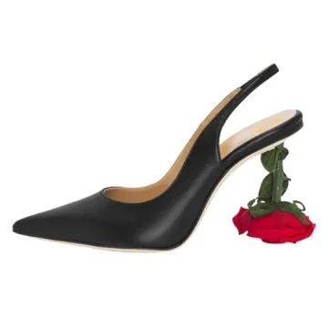 XYD Women's Romantic Rose Heel Slingback Pumps