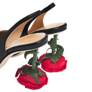 XYD Women's Romantic Rose Heel Slingback Pumps
