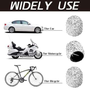JUSTTOP 4 Pack Handmade Crystal Rhinestone Tire Valve Stem Caps, Wheel Tire Valve, Attractive Dustpr...