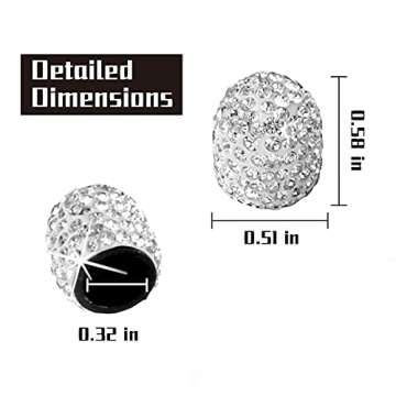 JUSTTOP 4 Pack Handmade Crystal Rhinestone Tire Valve Stem Caps, Wheel Tire Valve, Attractive Dustproof Bling Car Accessories, Universal for Cars, Trucks and Motorcycles-White