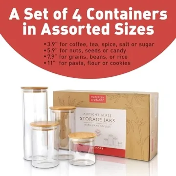 Stylish Glass Food Storage Containers Set of 4 with Lids