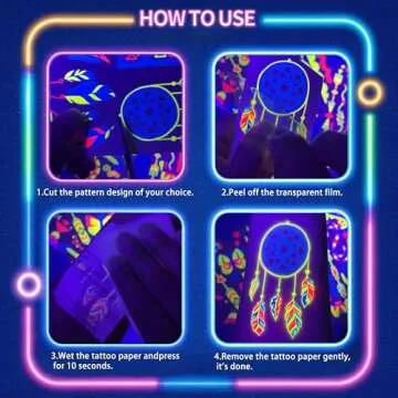 20 Sheet Glow in The Dark Temporary Tattoos 160+Styles Blacklight UV Neon Body Face Paint,Fake Tattoo Stickers for Women,Adult, Rave Festival Accessory Decorations,Glow in The Dark Party Supplies