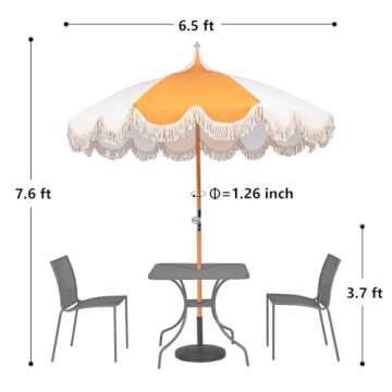 Funsite 6.5ft Pagoda Beach Umbrella with Fringe