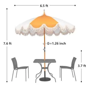 Funsite 6.5ft Pagoda Beach Umbrella with Fringe