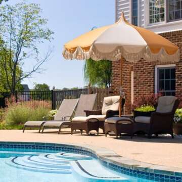 Funsite 6.5ft Pagoda Beach Umbrella with Fringe