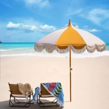 Funsite 6.5ft Pagoda Beach Umbrella with Fringe