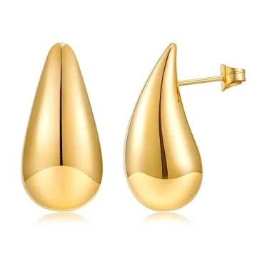 MUYAN Chunky Gold Earrings for Women Lightweight Gold Tear Drop Earrings Hollow Waterdrop Earrings F...