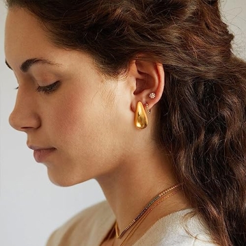 Lightweight Gold Tear Drop Earrings Fashion Jewelry for Women