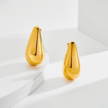 Lightweight Gold Tear Drop Earrings Fashion Jewelry for Women