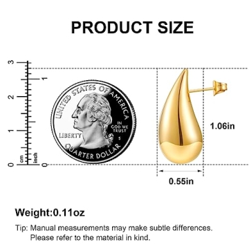 Lightweight Gold Tear Drop Earrings Fashion Jewelry for Women