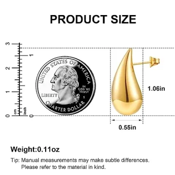 Lightweight Gold Tear Drop Earrings Fashion Jewelry for Women