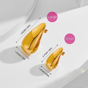 Lightweight Gold Tear Drop Earrings Fashion Jewelry for Women