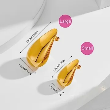 Lightweight Gold Tear Drop Earrings Fashion Jewelry for Women