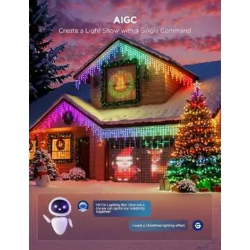 Govee Outdoor Lights Set, Includes Curtain Lights, String Lights, & Icicle Lights, House Decor for Indoors & Outdoors, RGBIC Smart LED Lights, Holly-Jolly Christmas Bundle 1 Pack Each