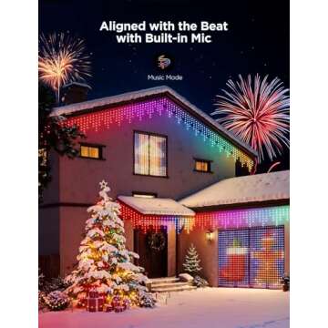 Govee Outdoor Lights Set, Includes Curtain Lights, String Lights, & Icicle Lights, House Decor for Indoors & Outdoors, RGBIC Smart LED Lights, Holly-Jolly Christmas Bundle 1 Pack Each