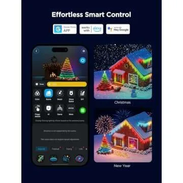 Govee Outdoor Lights Set, Includes Curtain Lights, String Lights, & Icicle Lights, House Decor for Indoors & Outdoors, RGBIC Smart LED Lights, Holly-Jolly Christmas Bundle 1 Pack Each