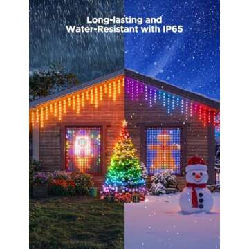 Govee Outdoor Lights Set, Includes Curtain Lights, String Lights, & Icicle Lights, House Decor for Indoors & Outdoors, RGBIC Smart LED Lights, Holly-Jolly Christmas Bundle 1 Pack Each