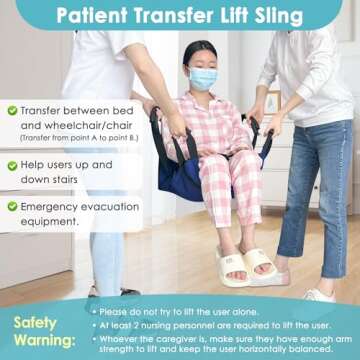 Patient Lift Transfer Belt From Bed To Wheelchair Stair Transfer Emergency Evacuation Chair Pad Safe...