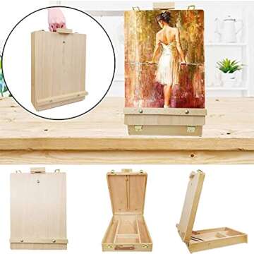 Desktop Artist Easel - Wooden Portable Compact Stand - Student Drawing Painting
