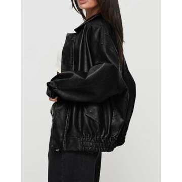 Chic PRETTYGARDEN Faux Leather Motorcycle Jacket for Women