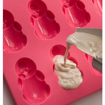 Mobi 12 Little Pigs in a Blanket Silicone Baking Mold, Pink