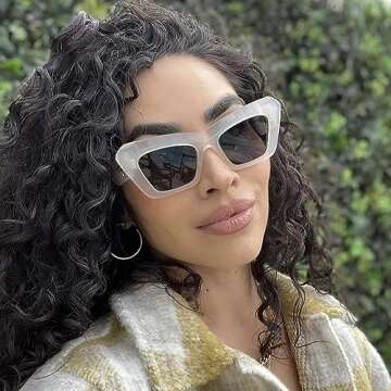 SDINM Cat Eye Sunglasses for Women Stylish UV400 Protection