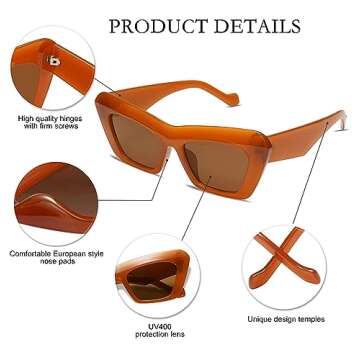 SDINM Cat Eye Sunglasses for Women Stylish UV400 Protection