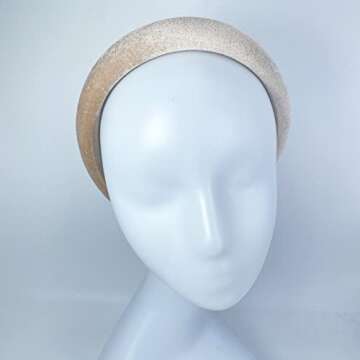 FunCosta velvet padded headband wide puffy headbands for women girls vintage sponge hair band trendy and cute hair accessories (Cream color)