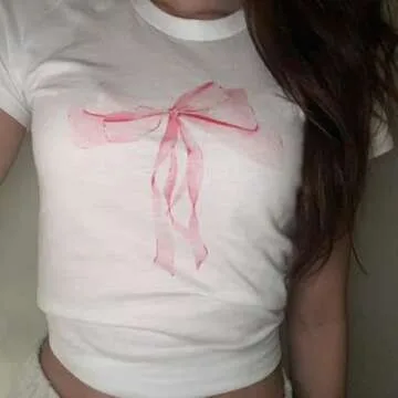 Y2K White Baby Tees for Women Cute Graphic Printed Crop Top Vintage Aesthetic Summer T Shirt for Tee...