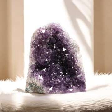 EMPORION Natural Amethyst (3 lb to 4 lb) - 4.5" to 7.5" Height - Crystal Clusters Stone from Uruguay Raw Geode Quartz - Deep Purple Color