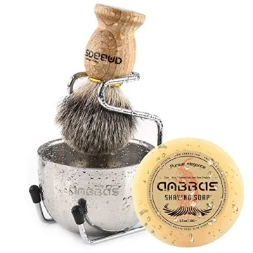 Anbbas Shaving Brush Set with Goat Milk Soap and Stand