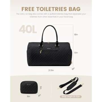 LOVEVOOK Travel Duffle Bag, Weekender Bag for Women with Toiletry Bag, Carry on Overnight Bag with S...