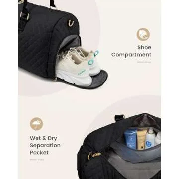 LOVEVOOK Travel Duffle Bag, Weekender Bag for Women with Toiletry Bag, Carry on Overnight Bag with Shoe Compartment, Gym Duffel Bag with Wet Pocket, Mommy Hospital Bags for Labor and Delivery