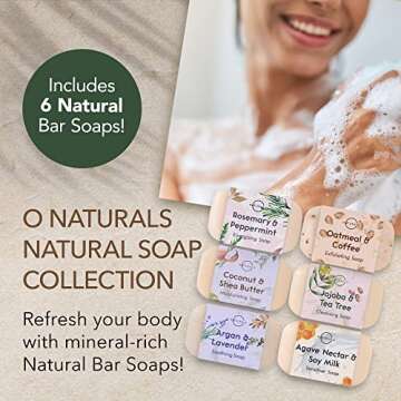 O NATURALS 100% Natural Bar Soap - Assorted 6 PCS Soap Gift Set - Organic Ingredients & Essential Oi...