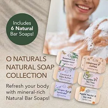 O NATURALS 100% Natural Bar Soap - Assorted 6 PCS Soap Gift Set - Organic Ingredients & Essential Oi...