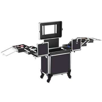 OUDMAY Makeup Case - Professional Rolling Cosmetic Beauty Storage