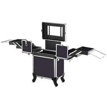OUDMAY Makeup Case - Stylish & Durable Rolling Storage