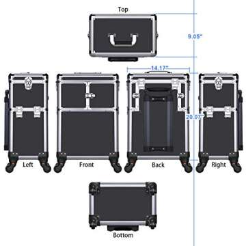 OUDMAY Makeup Case - Stylish & Durable Rolling Storage