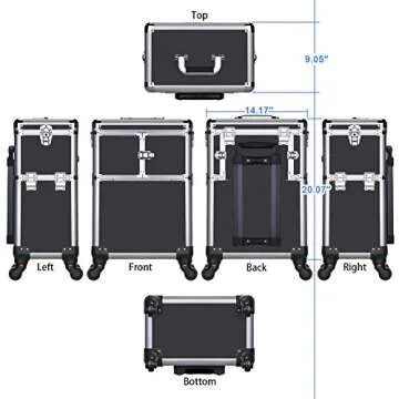 OUDMAY Makeup Case - Stylish & Durable Rolling Storage