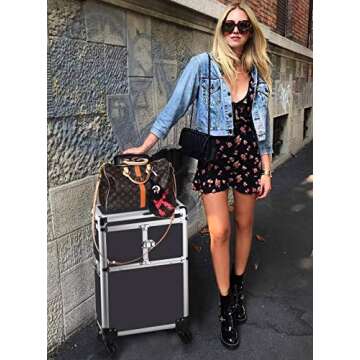 OUDMAY Makeup Case - Stylish & Durable Rolling Storage